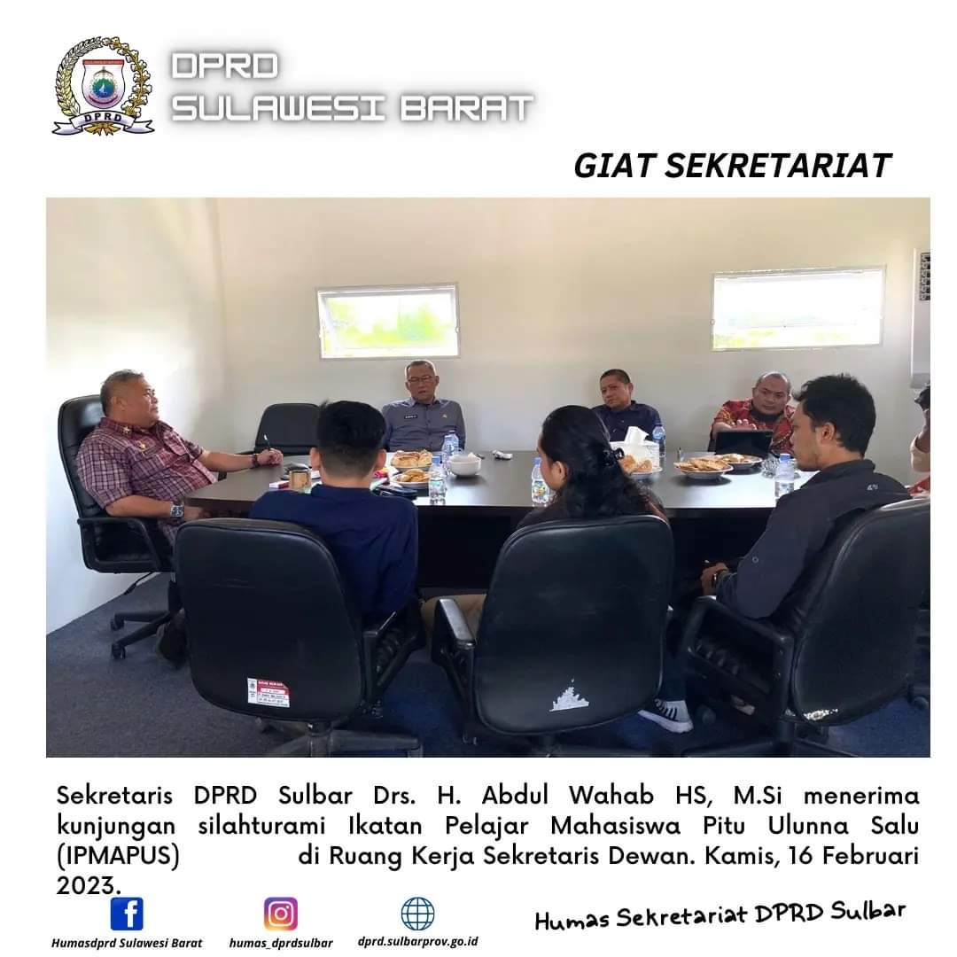 Sekwan DPRD Sulbar Terima Kunjungan Silaturrahmi Ipmapus